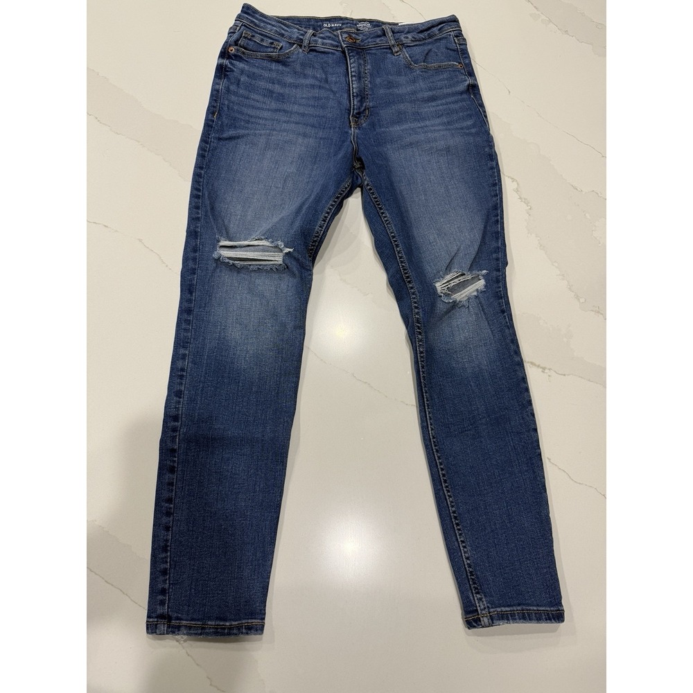 Old Navy Jeans Womens 12 High Rise Rockstar Super Skinny Y2K Distressed‎ Stretch